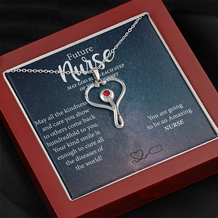 Future Nurse Stethoscope Heart Necklace Graduation Gift