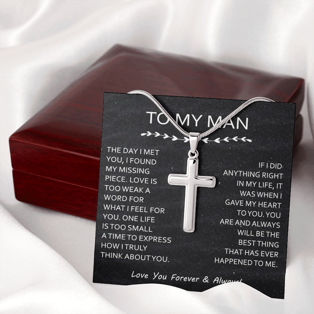 To My Man Cross Necklace Gift