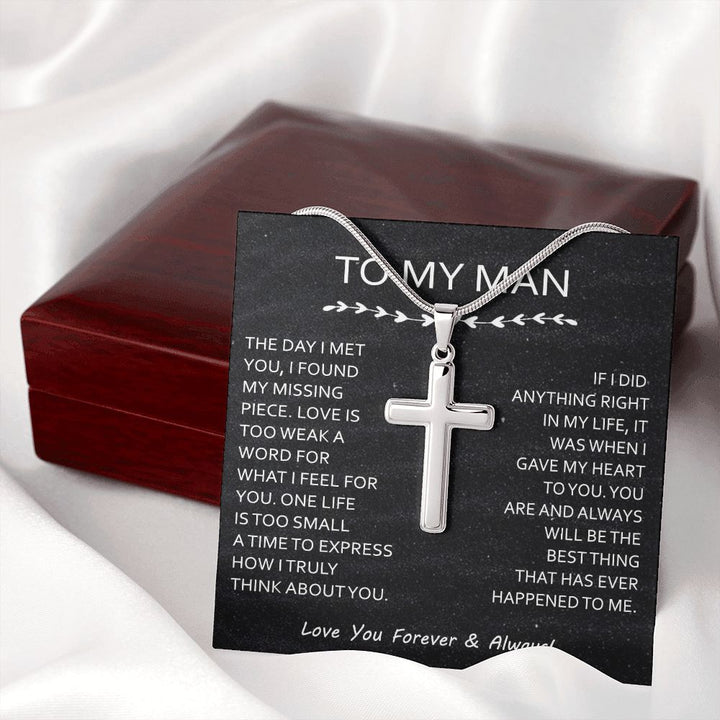To My Man Cross Necklace Gift