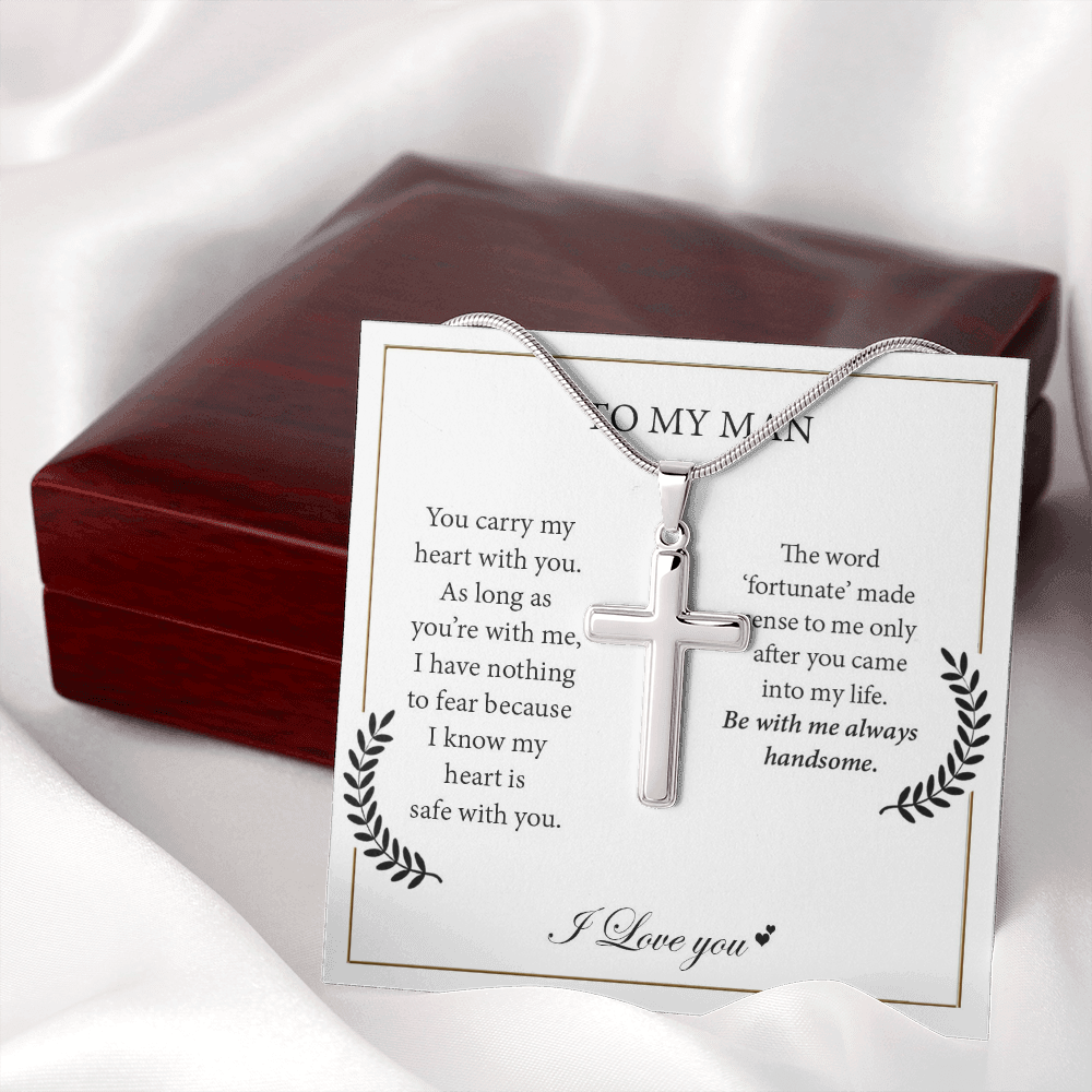 Personalized Cross Necklace - For My Man Necklace