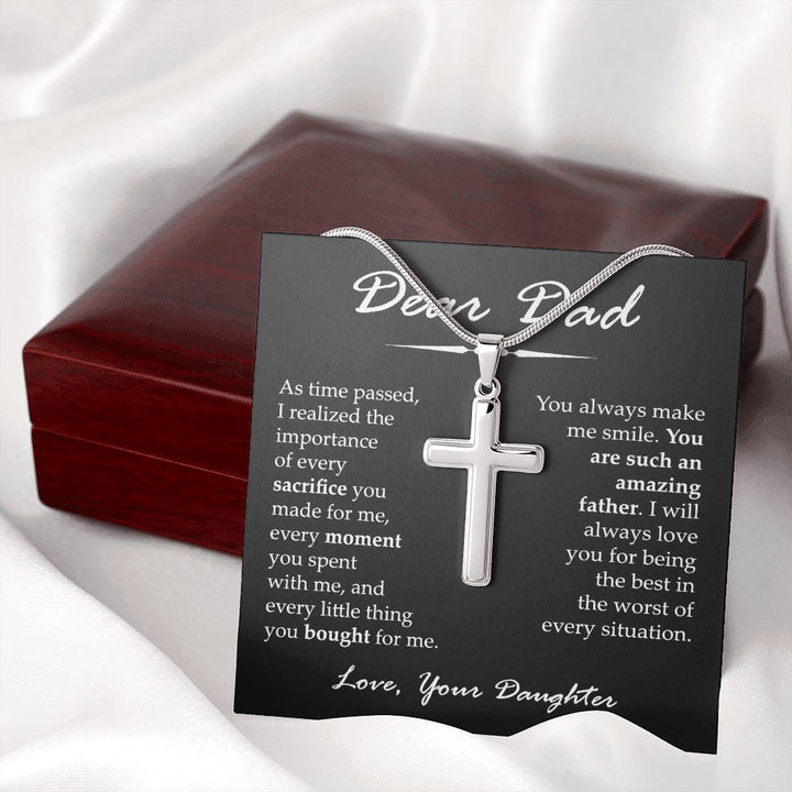 Cross Necklace Gift for Amazing Dad