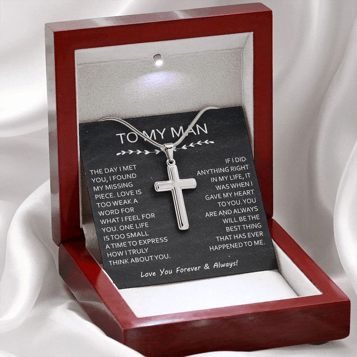 To My Man Cross Necklace Gift