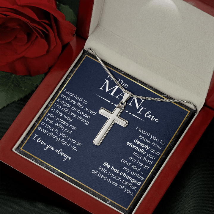 Cross Necklace Gift for the Man I Love