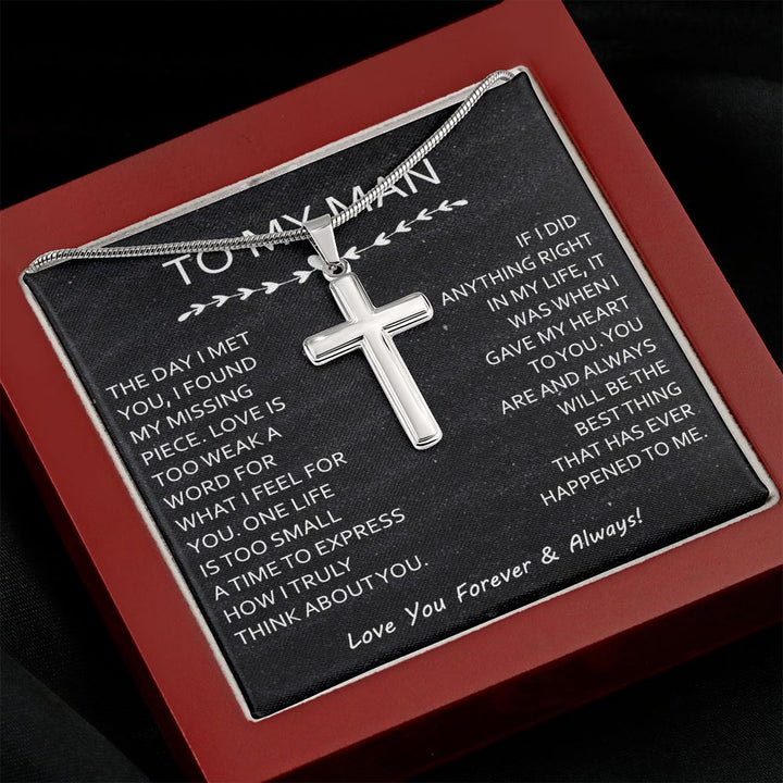 To My Man Cross Necklace Gift
