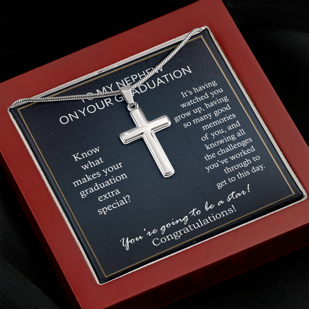 Graduation Cross Necklace for Nephew Gift