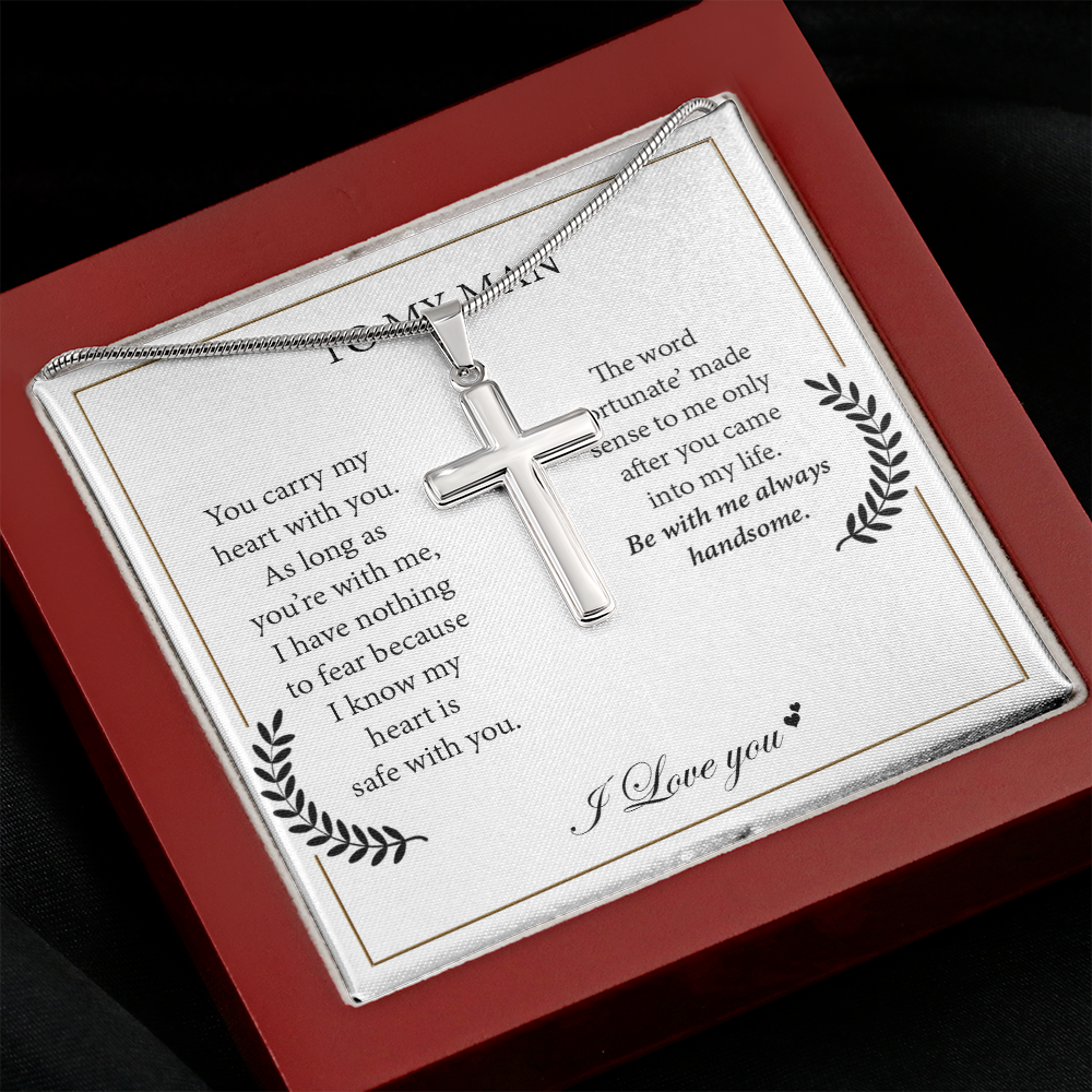 Personalized Cross Necklace - For My Man Necklace