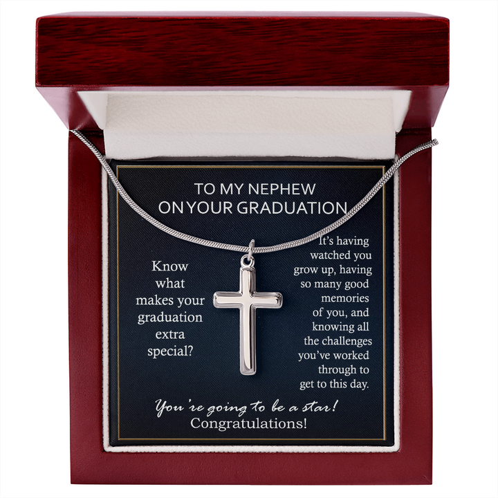Graduation Cross Necklace for Nephew Gift