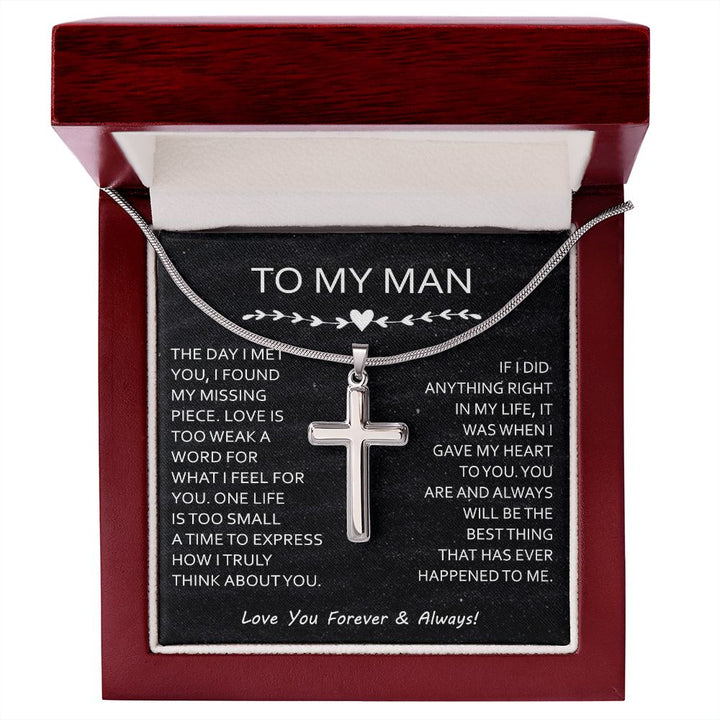 To My Man Cross Necklace Gift