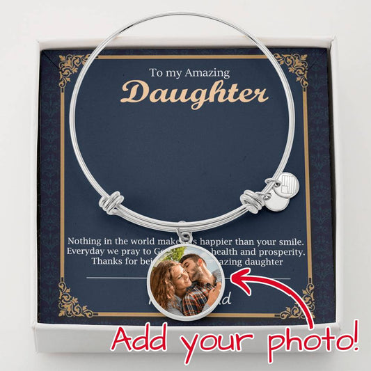 Custom Photo Bangle Bracelet for Daughter