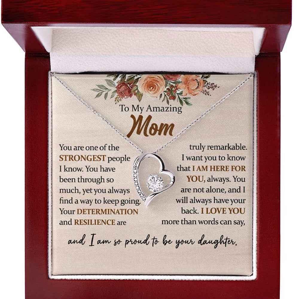 To My Amazing Mom Heart Necklace