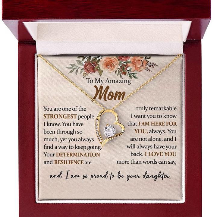 To My Amazing Mom Heart Necklace