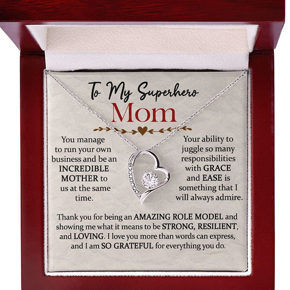 Superhero Mom Heart Necklace Gift