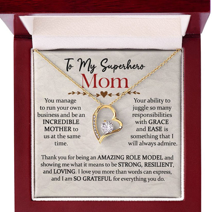 Superhero Mom Heart Necklace Gift
